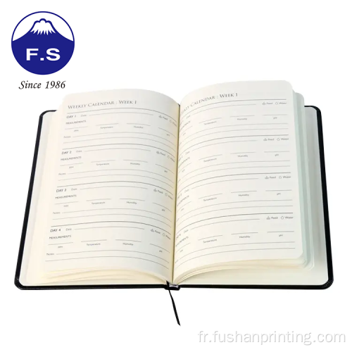 Planificateur de style de reliure en cuir Pu Hardcover Notebook
